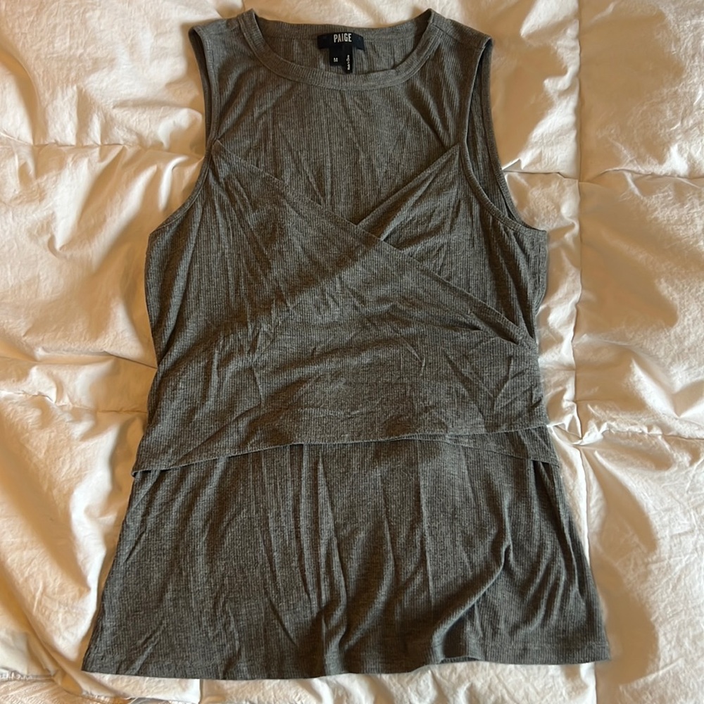 Grey Paige Ribbed Tank W/ Tie
